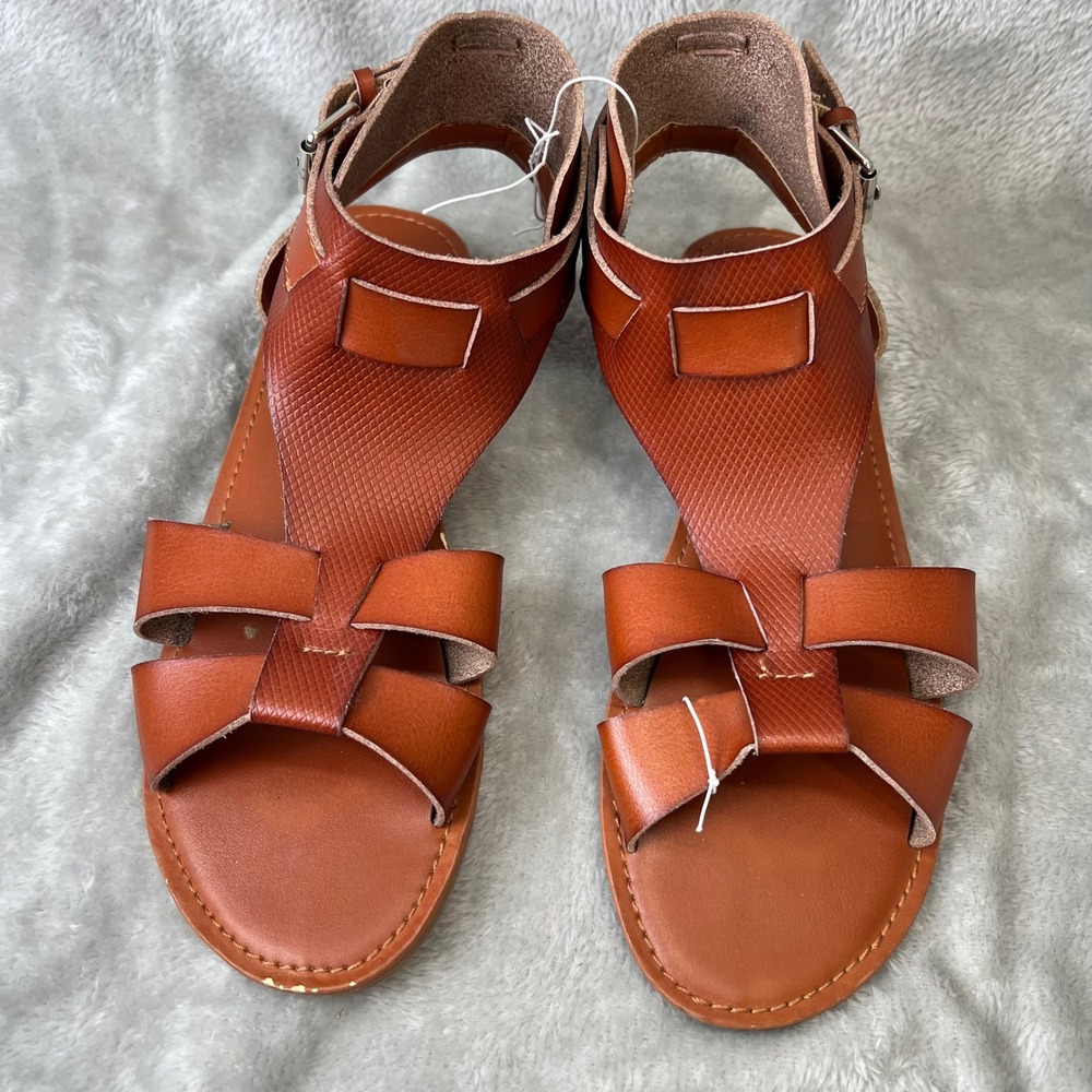 American Eagle Outfitters Womens Cognac Gladiator Ankle Strap Sandals‎ 8 Boho